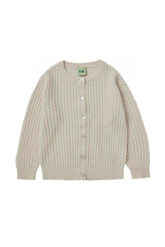 FUB - Pointelle uld cardigan - Ecru